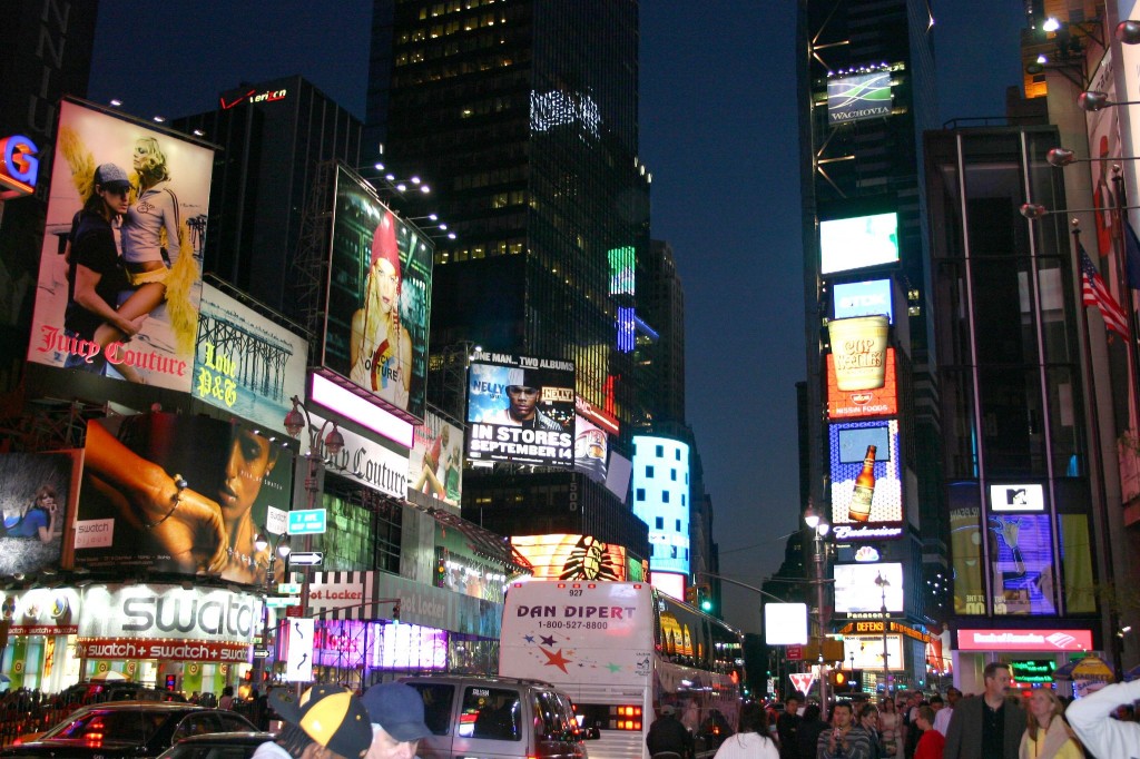 outdoor digital signage in Times Square at night