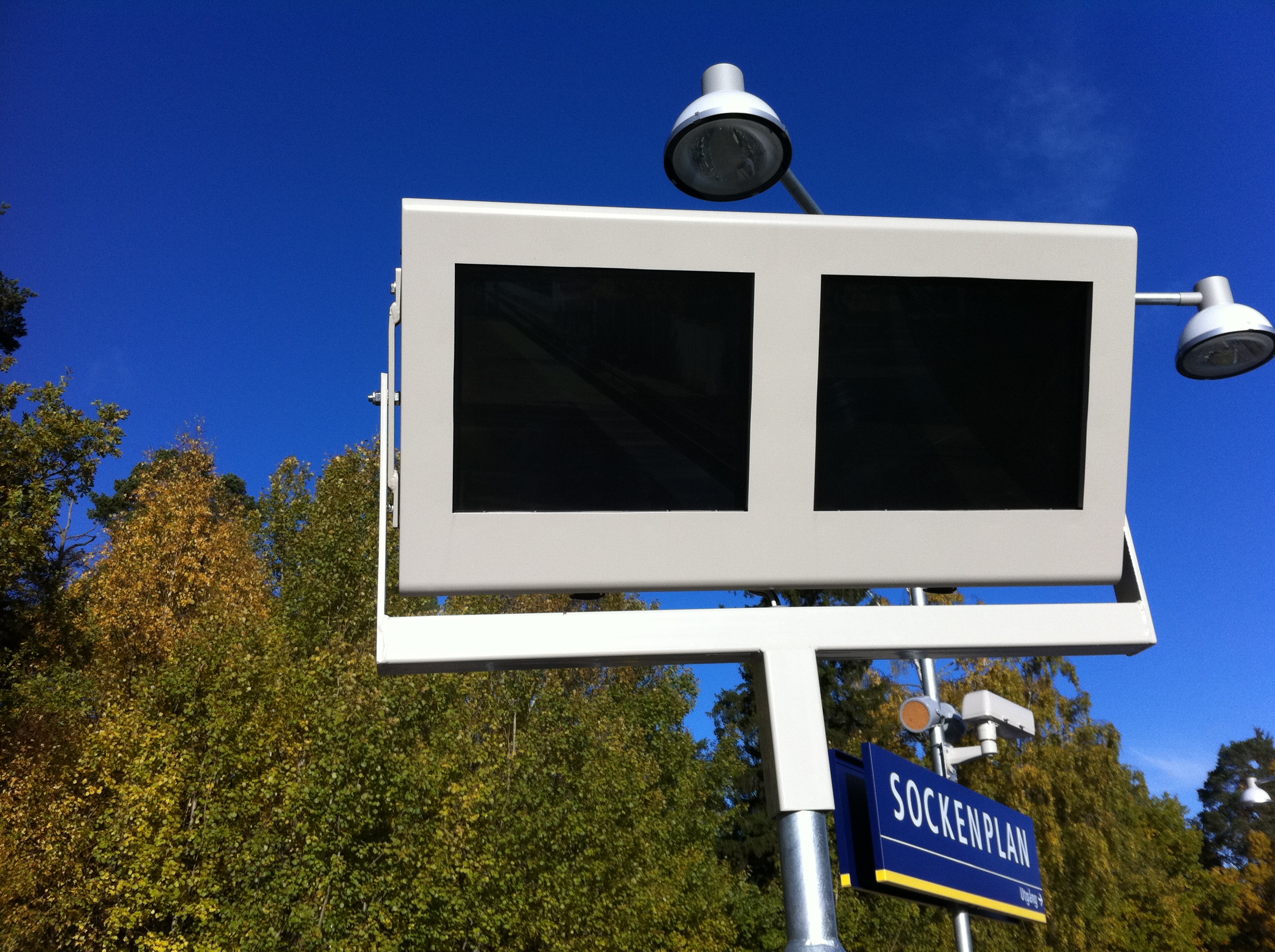 Armagard LCD enclosures on a Scandinavian railway platform