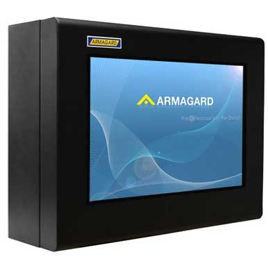 black armagard lcd enclosures being used to display outdoor digital signage